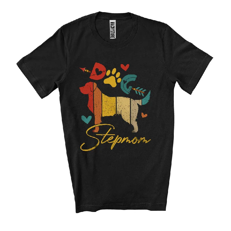 Vintage Dog Stepmom, Amazing Mother's Day Dog Shape, Matching Girls Women Family Group T-Shirt Zippered Buttoned Snapped Vintage Dog Stepmom, Amazing Mother's Day Dog Shape, Matching Girls Women Family Group T-Shirt Zippered Buttoned Snapped