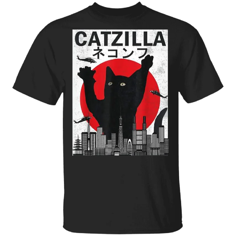 Vintage Catzilla Japanese Sunset Angry Cat Kitten Lover T-Shirt Modern Contemporary Chic Vintage Catzilla Japanese Sunset Angry Cat Kitten Lover T-Shirt Modern Contemporary Chic
