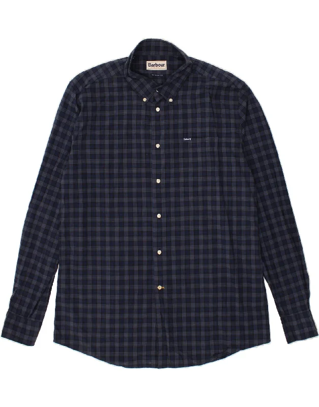 BARBOUR Mens Tailored Fit Shirt XL Navy Blue Check Cotton Graphic T-Shirt Round Neck Polyester BARBOUR Mens Tailored Fit Shirt XL Navy Blue Check Cotton Graphic T-Shirt Round Neck Polyester