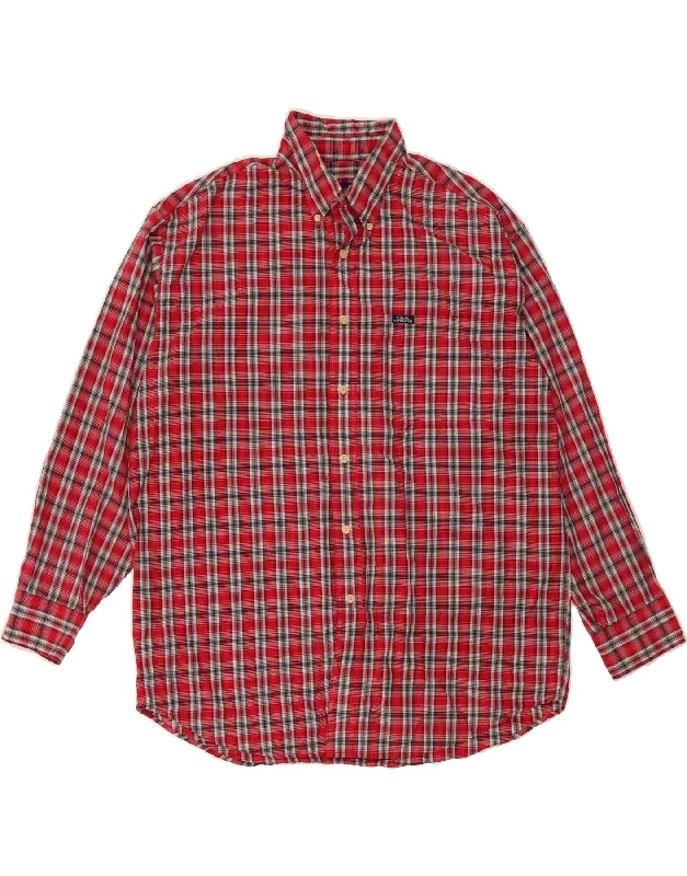 CHAPS RALPH LAUREN Mens Shirt Large Red Check Cotton Ribbed T-Shirt High Neck Heavyweight CHAPS RALPH LAUREN Mens Shirt Large Red Check Cotton Ribbed T-Shirt High Neck Heavyweight