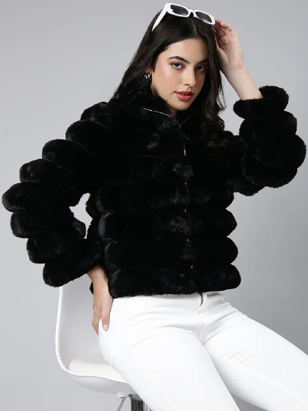 Women Solid Black Tailored Jacket-CHN-182-Black Knit Jacket Woven Jacket Fleece Jacket Women Solid Black Tailored Jacket-CHN-182-Black Knit Jacket Woven Jacket Fleece Jacket