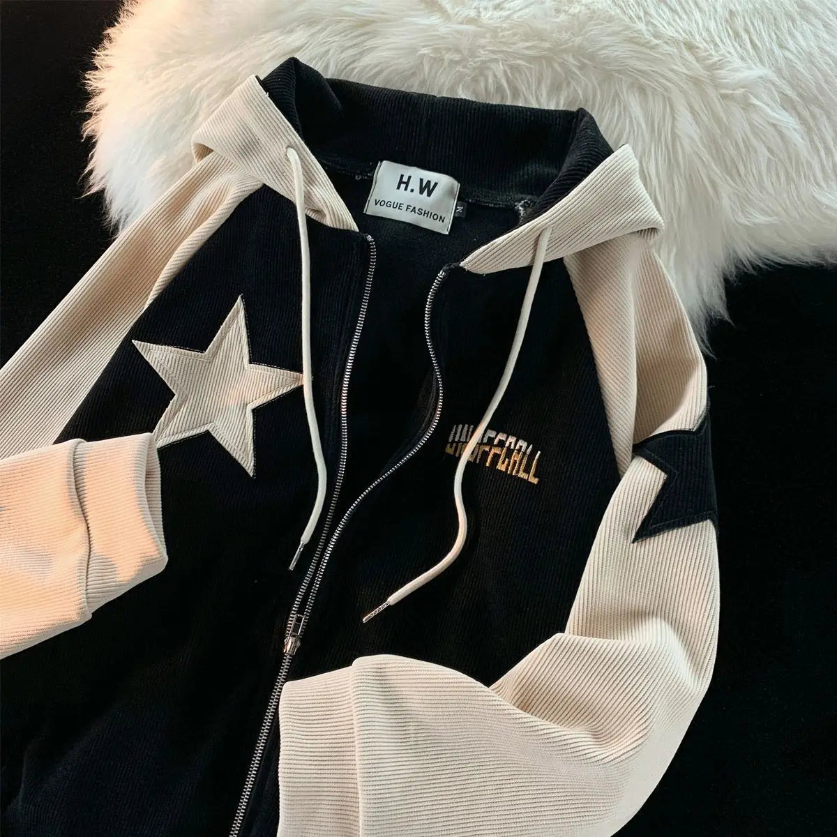 Advbridge American Retro Star Patch Designs Zipper Hoodie Women 2024 New Street Popular Joker Sweatshirt Unisex Stitching Loose Casual Top Hoodie with Cropped Fit Short Trendy Advbridge American Retro Star Patch Designs Zipper Hoodie Women 2024 New Street Popular Joker Sweatshirt Unisex Stitching Loose Casual Top Hoodie with Cropped Fit Short Trendy