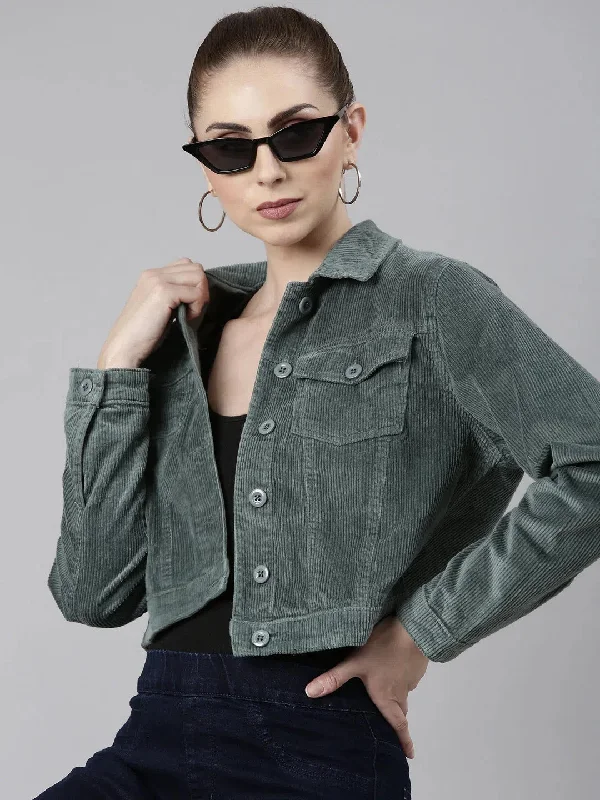 Women Sea Green Solid Tailored Jacket-IM-10550-Seagreen Zip Front Button Front Snap Front Women Sea Green Solid Tailored Jacket-IM-10550-Seagreen Zip Front Button Front Snap Front