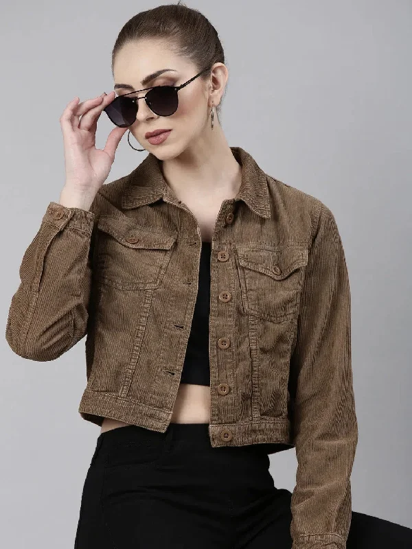 Women Khaki Solid Tailored Jacket-IM-10605-Khaki Front Pockets Side Pockets Patch Pockets Women Khaki Solid Tailored Jacket-IM-10605-Khaki Front Pockets Side Pockets Patch Pockets