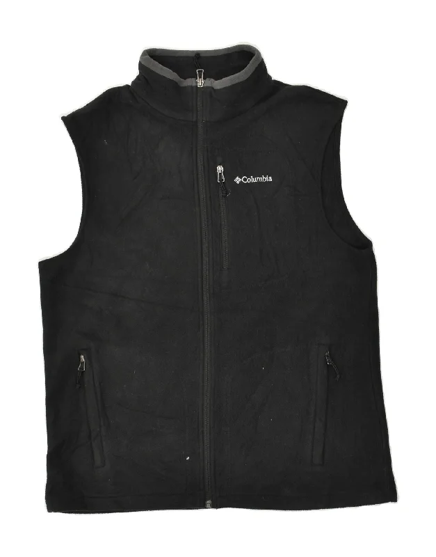 COLUMBIA Womens Fleece Gilet UK 16 Large Black Polyester