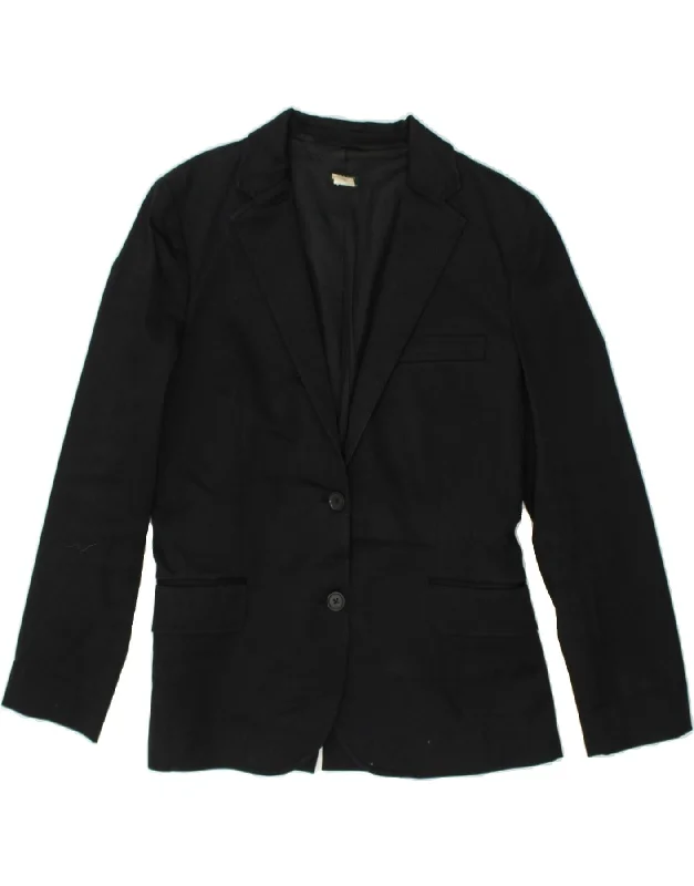 J. CREW Womens 2 Button Blazer Jacket US 6 Medium Black Cotton