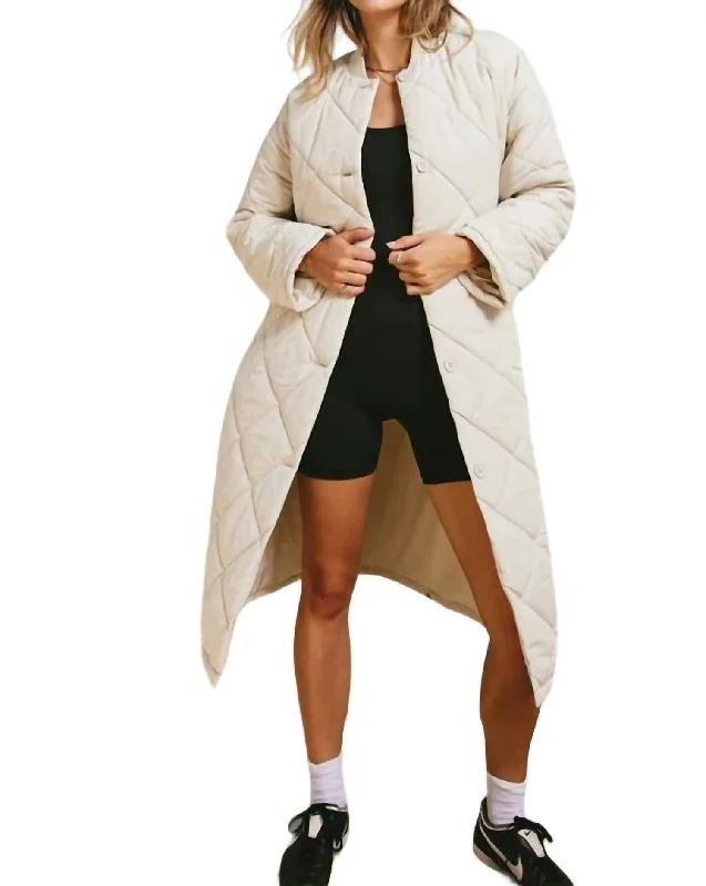 Quilted Duster Jacket In Bone