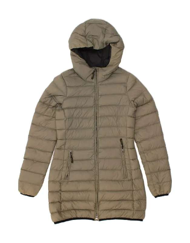 REFRIGUE Womens Hooded Padded Coat UK 10 Small Beige Nylon