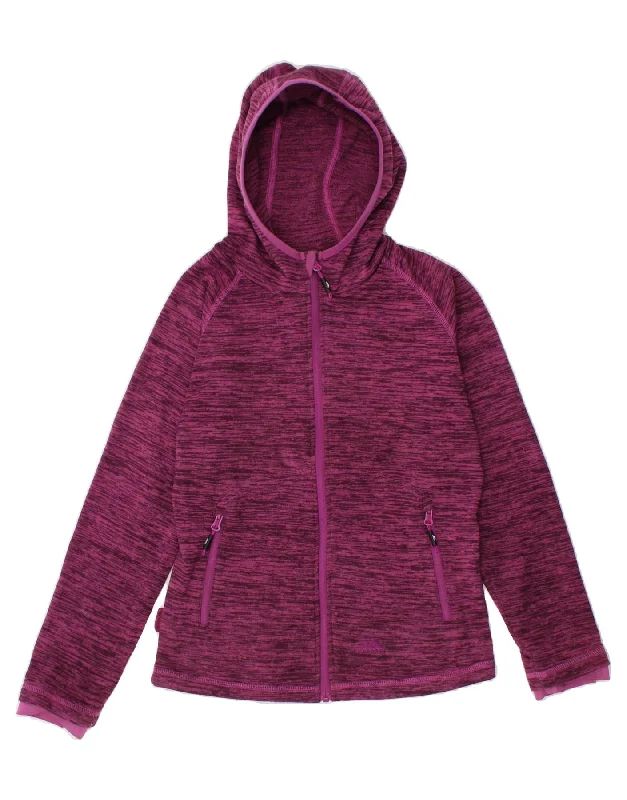 TRESPASS Womens Hooded Fleece Jacket UK 6 XS Pink Flecked Polyester