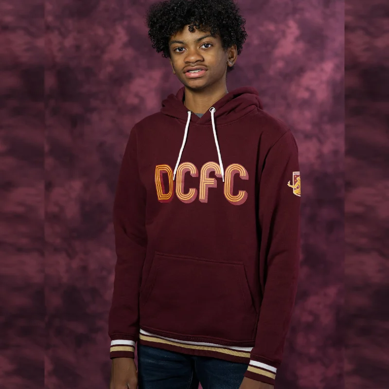 DCFC Retro Striped Cuff Mens Hoodie- Maroon