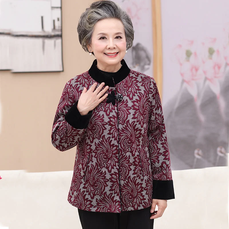 Floral Tang Suit Traditional Chinese Jacket Mother's Coat