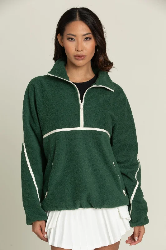 Forest Green Minimalistic Half-Zip Pullover