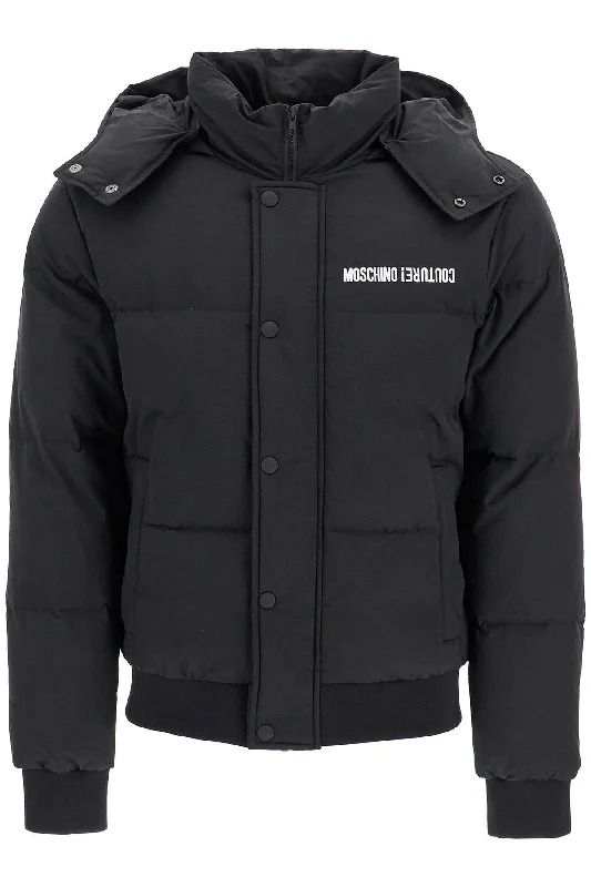 high-neck down jacket with hood A0626 7017 MULTI BLACK