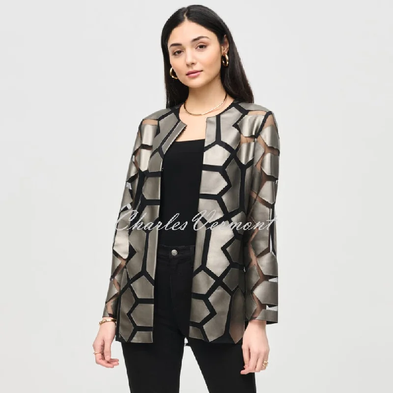 Joseph Ribkoff Geometric Patterned Jacket - Style 241905 (Gunmetal / Black)