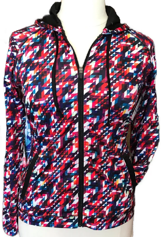 Lulu Geometric Multicolored Print Full-Zip Hooded Jacket Size XL