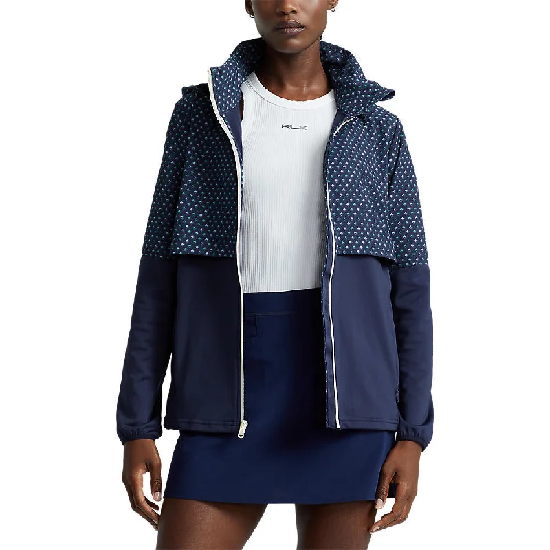 RLX Ralph Lauren Women's Hybrid Overlay-Hood Jacket - French Navy/Diamond Print