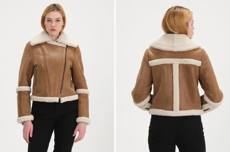 Woman's Leather and Colored Shearling Jacket