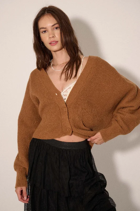 Stay Close Ribbed Knit Dolman Cardigan Sweater