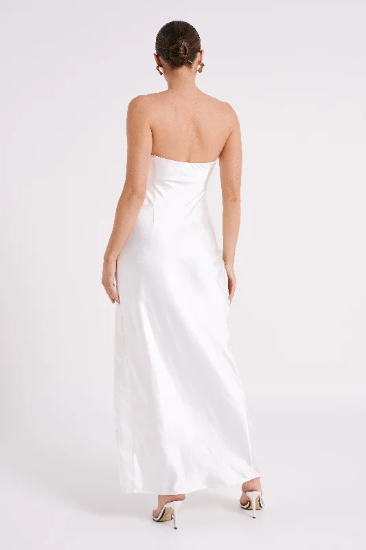 Aminah Draped Strapless Maxi Dress - Ivory