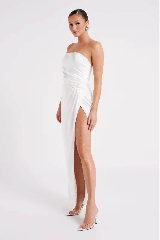 Aminah Draped Strapless Maxi Dress - Ivory