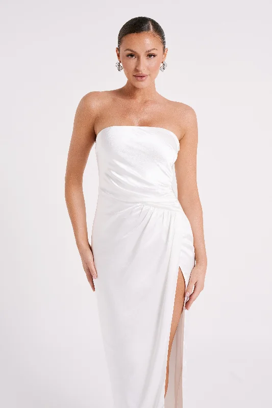 Aminah Draped Strapless Maxi Dress - Ivory