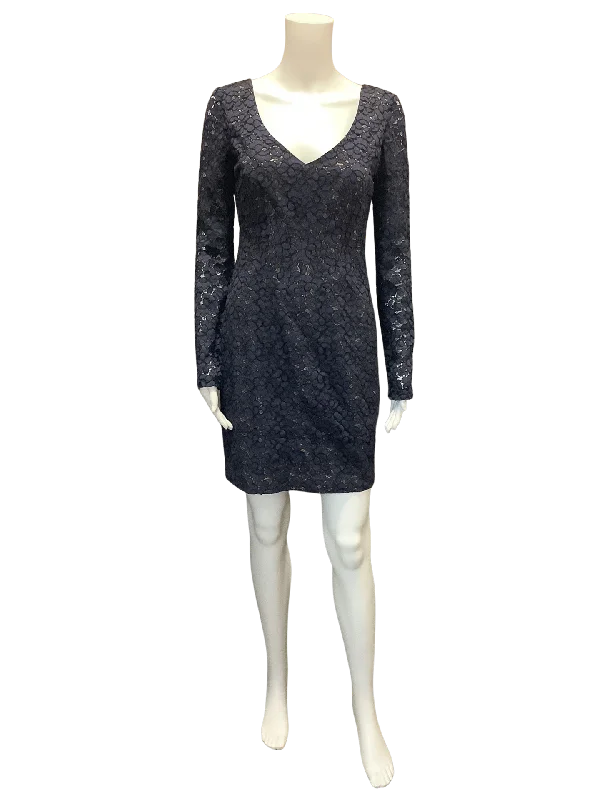 Black Halo Women's V-Neck Mini Dress Blue Lace  Size: 6