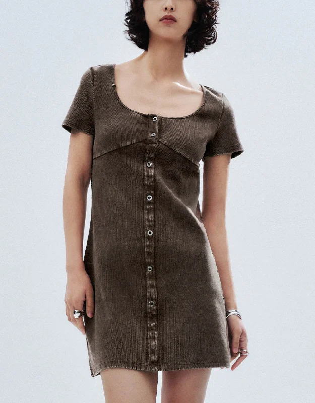 Crew Neck A-Line Knitted Dress