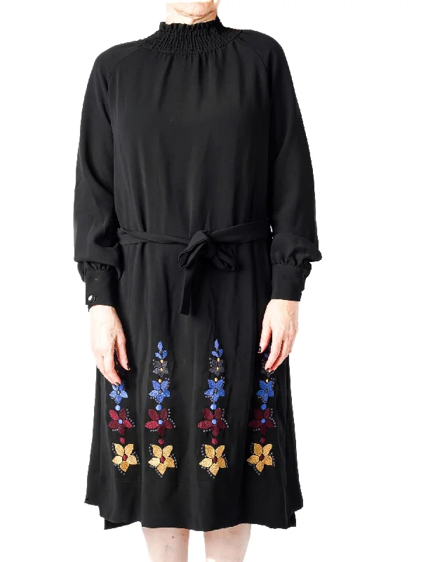 Gavano Smock Neck Embroidered Dress