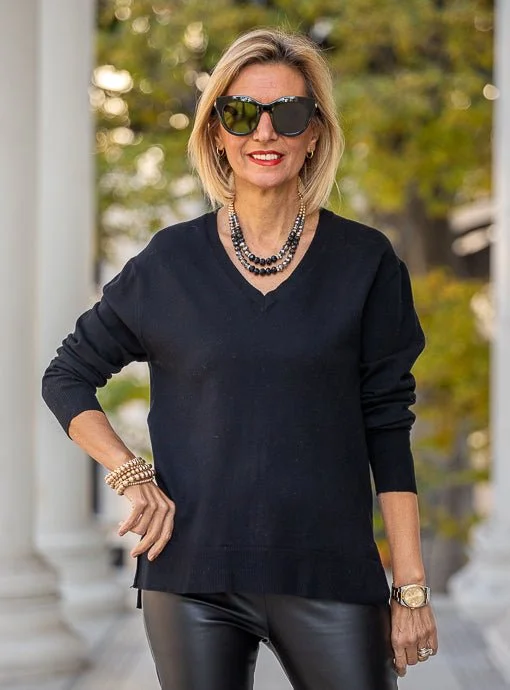 Black V Neck Sweater