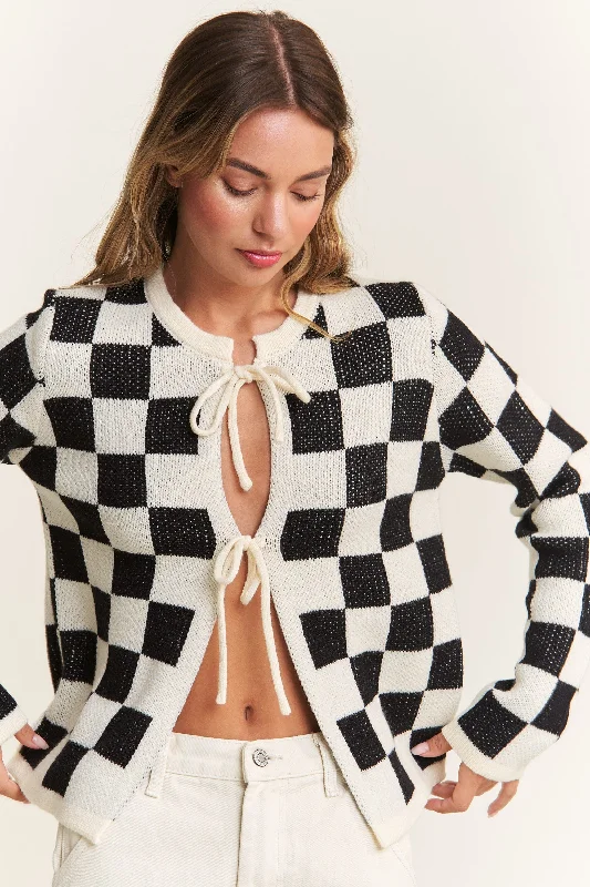 Checkered Tie Cardigan