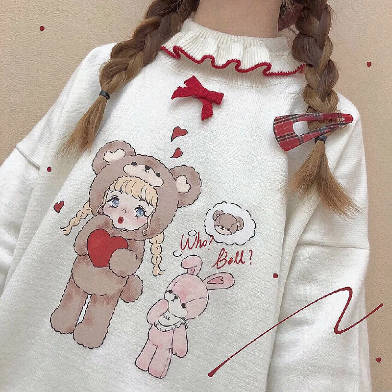 Cute bear and bunny knitted top YV43487