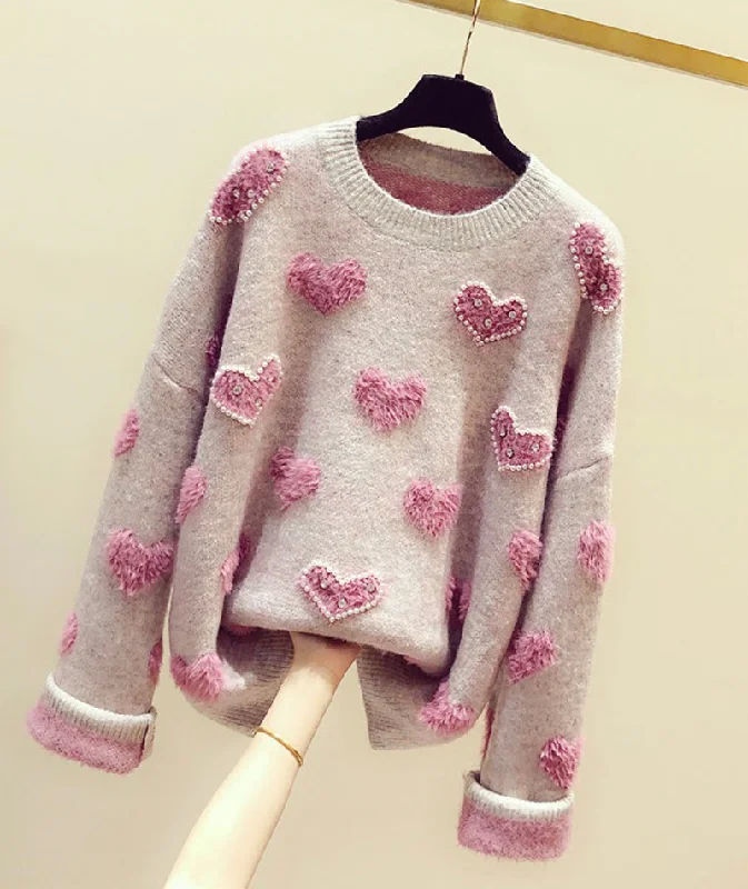 Cute round neck long sleeve sweater  098