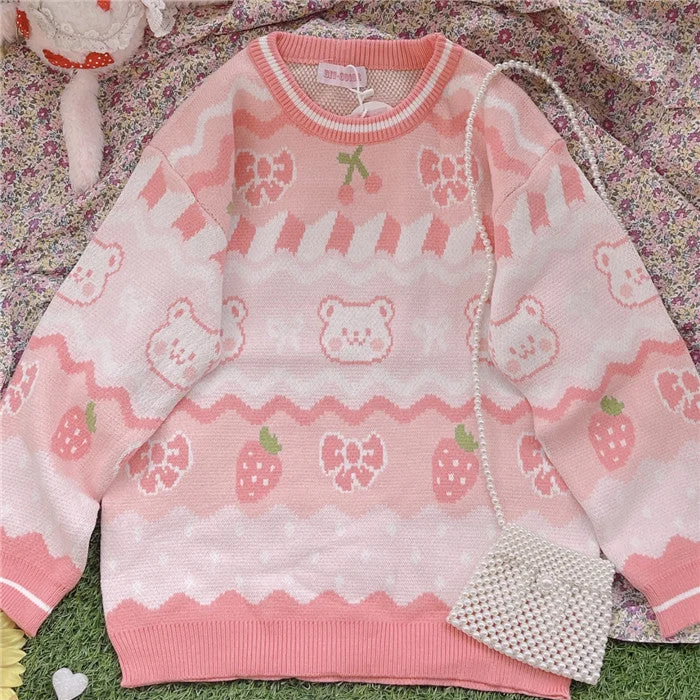 Cute strawberry bear sweater yv31193