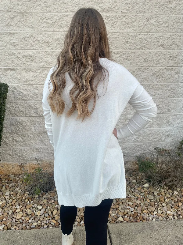 Looking Up Ivory V Neck Sweater