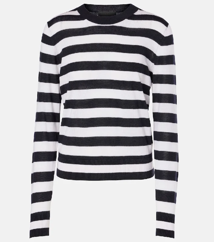 Meir Silk Sweater Midnight/Ivory Stripe