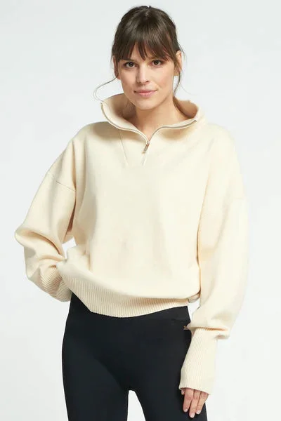 Olly half-zip knit sweater - Cream White