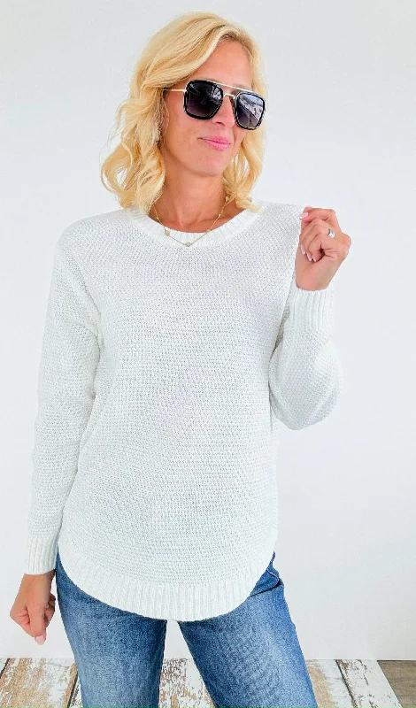 Round Neck Basic Sweater - Ivory