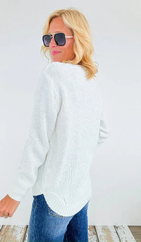 Round Neck Basic Sweater - Ivory