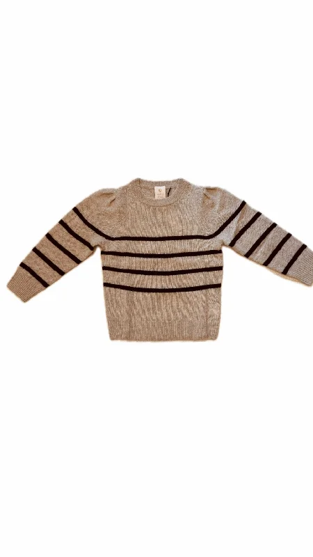 warm shop cashmere puff sleeve sweater sandwisp black stripe