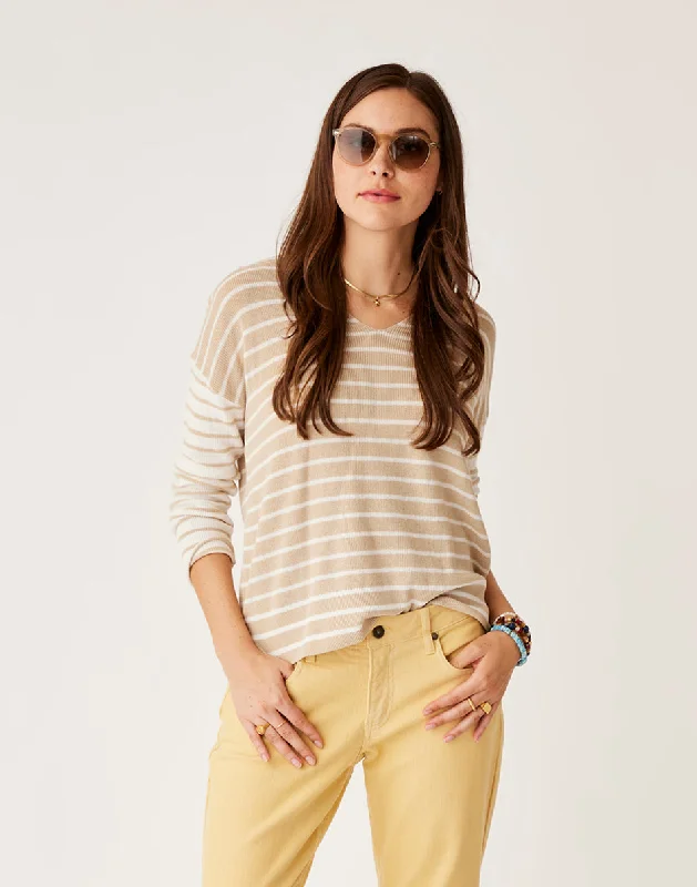 Zella Pullover: Cement Breton Stripe