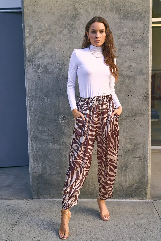 Animal Print Satin Pants