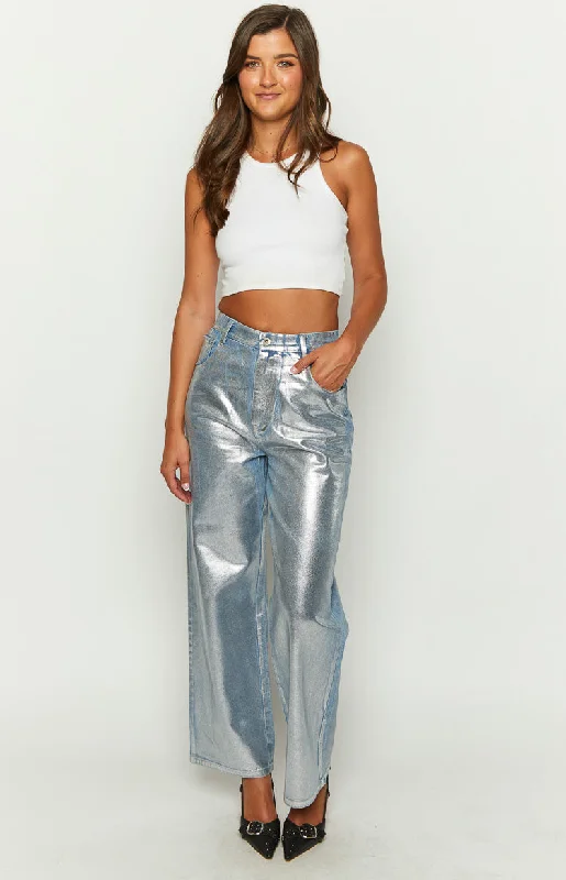 Danca Metallic Wide Leg Denim Jeans