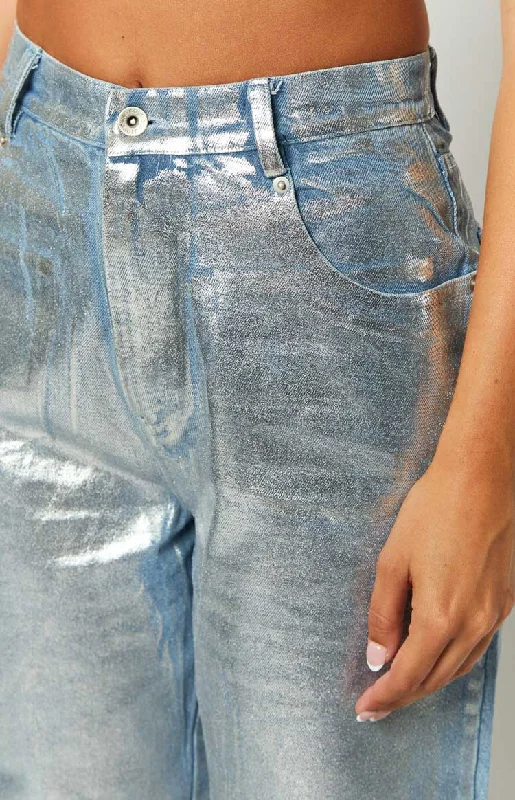 Danca Metallic Wide Leg Denim Jeans