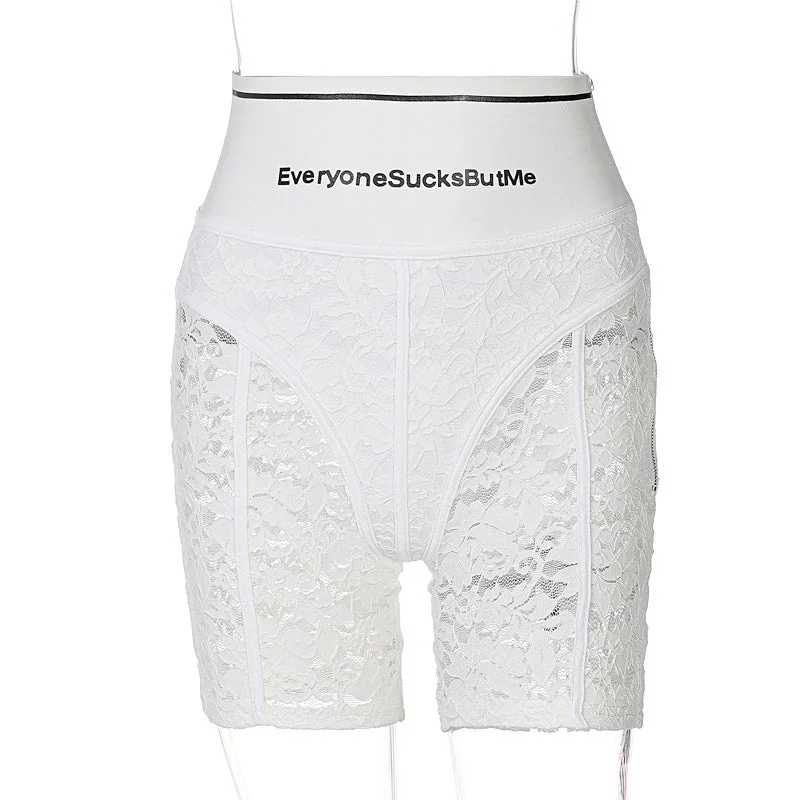 Wholesale stitching breathable print lace shorts（CL9773）