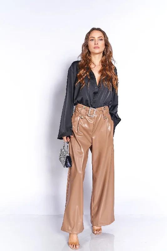 Pearl Belted PU Pants