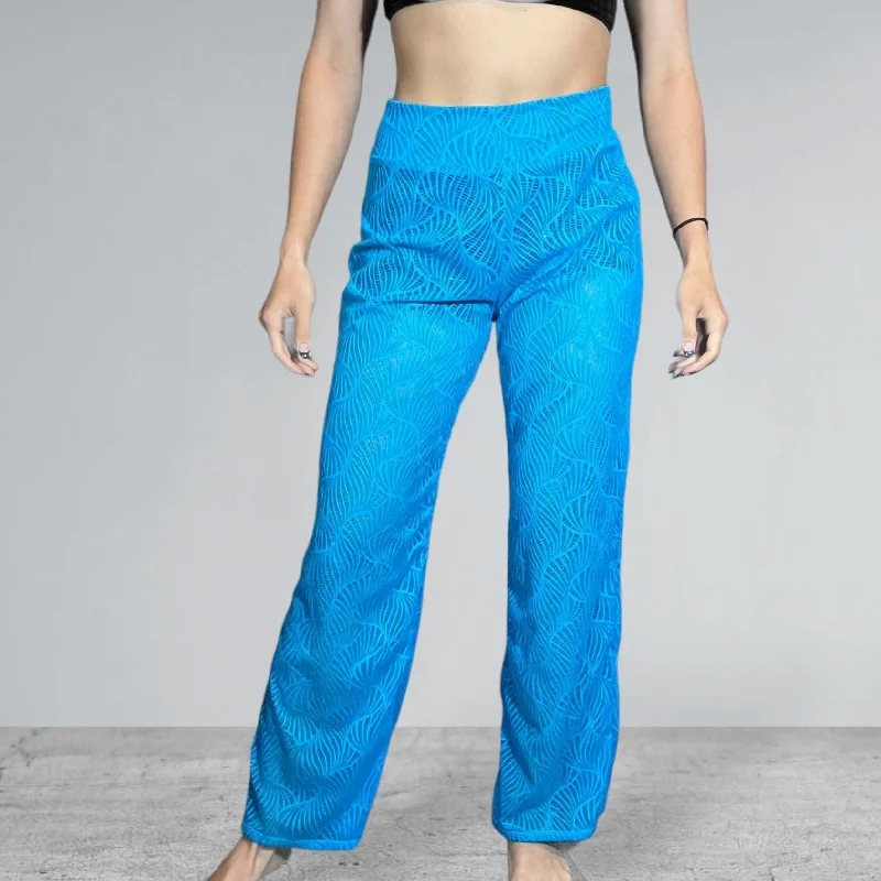 Several Colors - Beach Wave Mesh Wide Straight Leg Relaxed Fit Pants