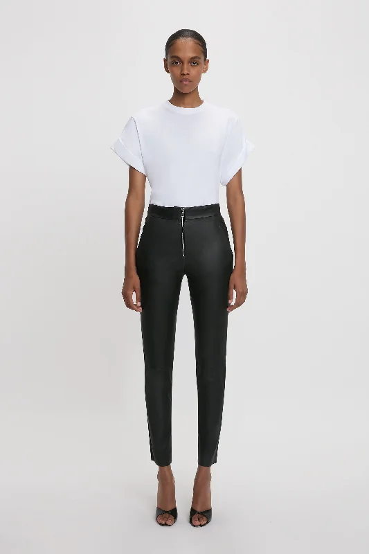 Slim Leather Trouser in Black