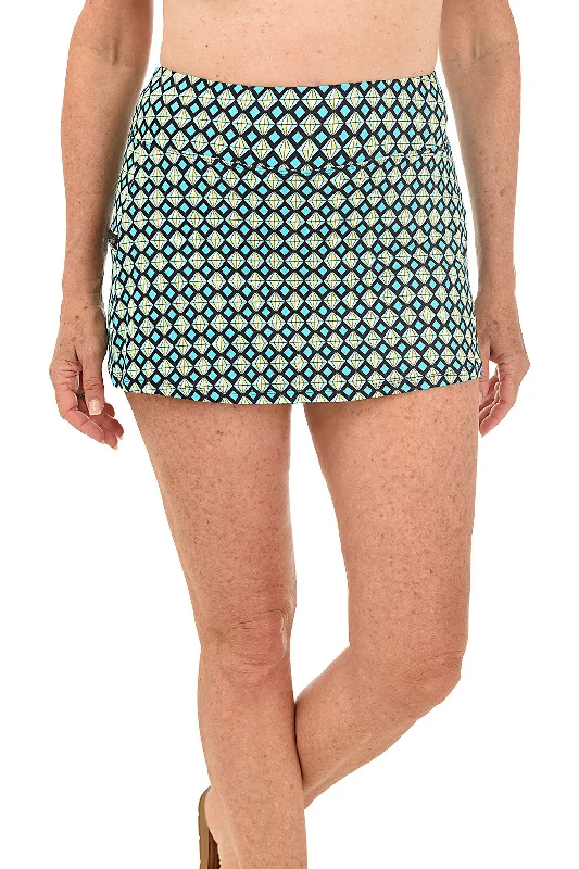 Black Tropic Bloom Swim Skort