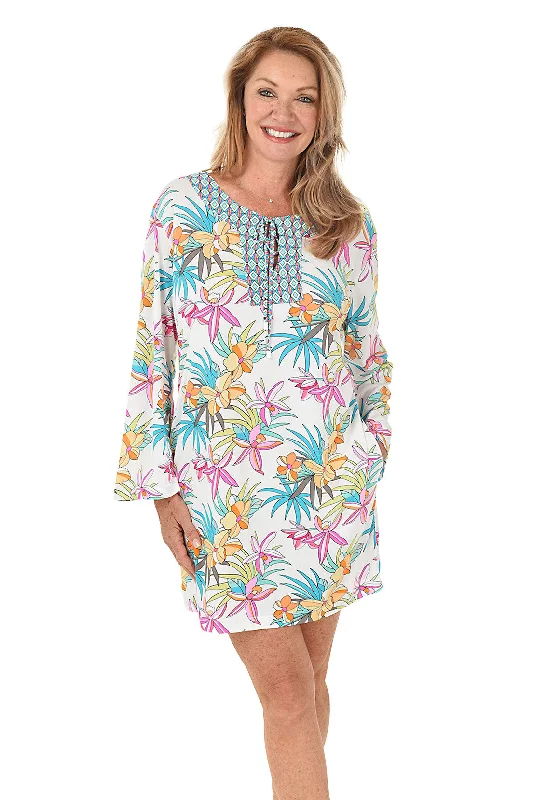 White Tropic Bloom Caftan