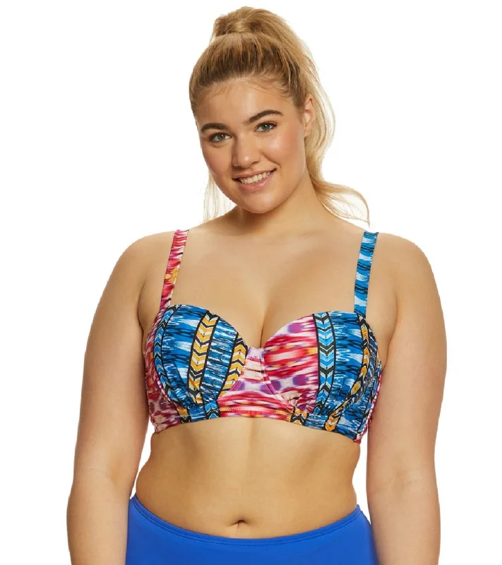 Raisins Curve Plus Around The World Bustier Bikini Top, Multi, 24W